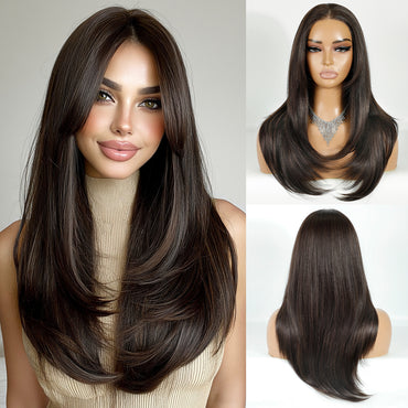 Heat Resistant Futura Fiber Non Flame Natural Wave Synthetic Hair HD Lace Front Wig for Women